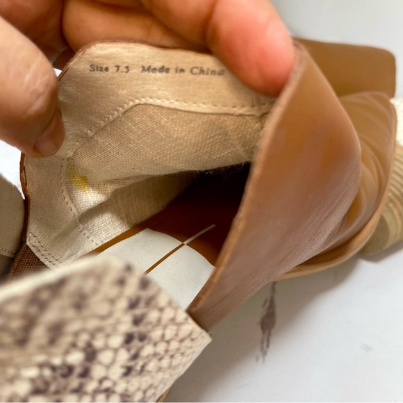 Dolce Vita Sonni ankle booties tan leather pointed toe snakeskin print heel 7.5 - Picture 9 of 11